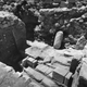 The Tel Arad site during excavations in the 1960s, showing the two toppled altars in their original position.